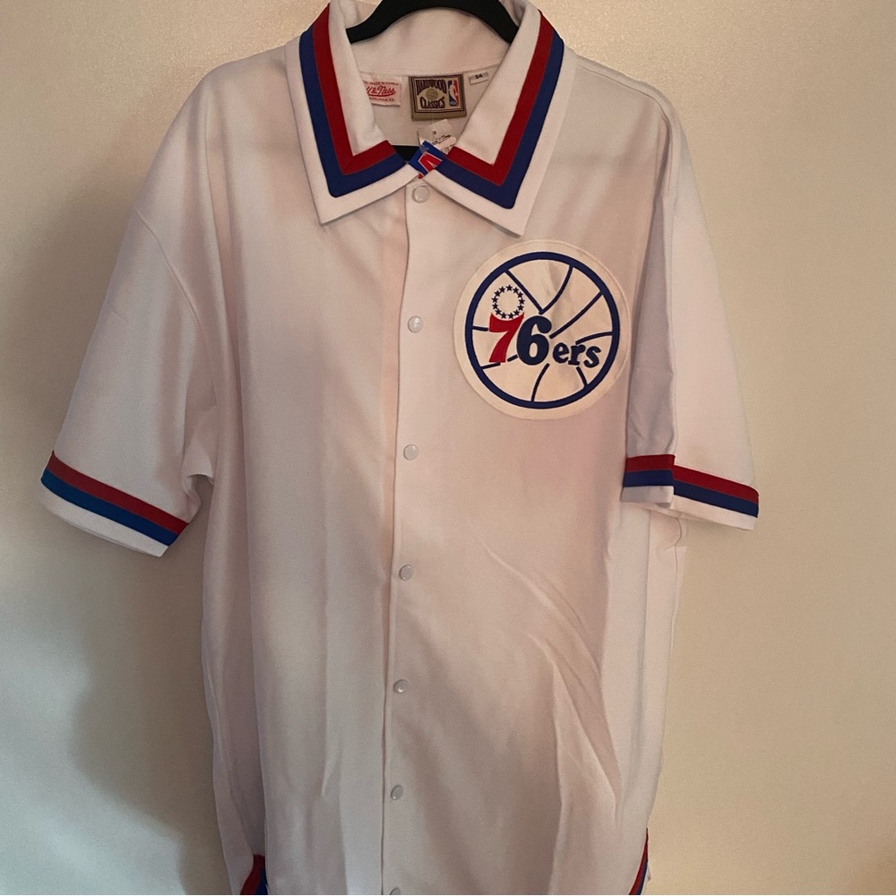 NBA Philadelphia 76ers Sixers Hardwood Classics XL White Snap Front Jacket New